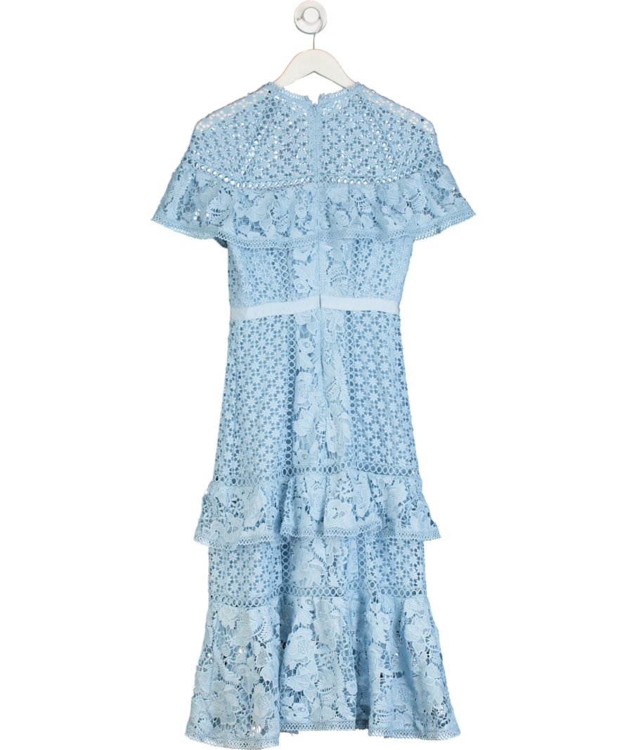 Very Blue Guipure Lace Midi Dress UK 8