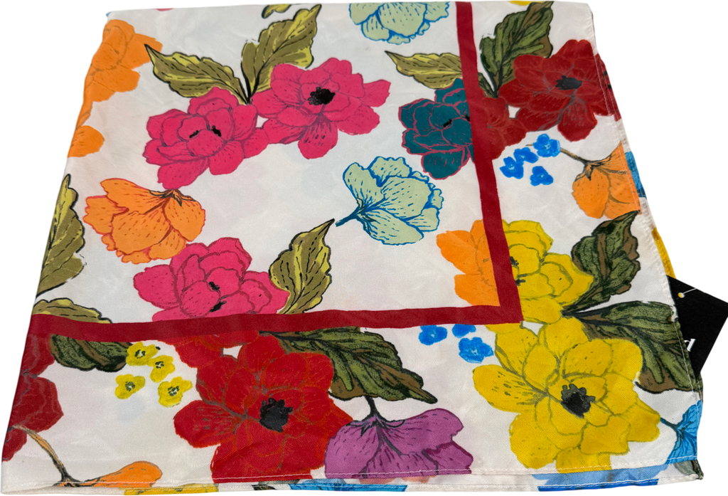ZARA Multicoloured 27” Square Floral Vibrant Scarf UK M