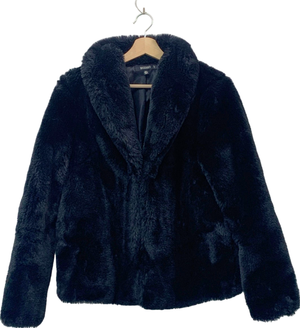 Missguided Black Faux Fur Coat UK 4