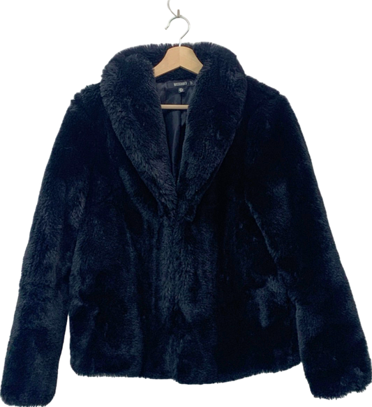 Missguided Black Faux Fur Coat UK 4