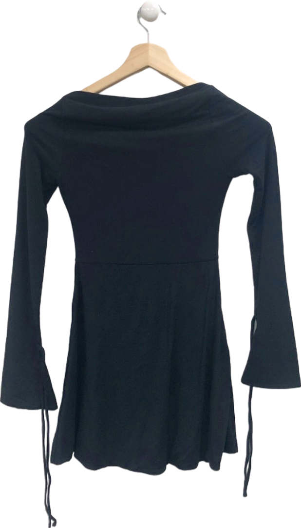 Oh Polly Black Long Sleeve Mini Dress Size UK 8