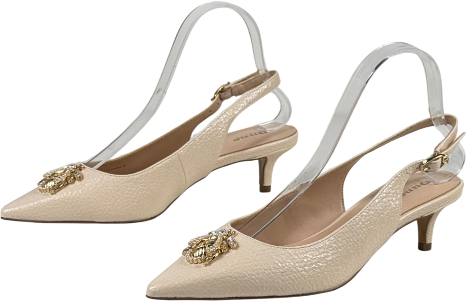 DUNE Cream Slingback Brooch Detail Shoe - Ecru UK 4 EU 37 👠