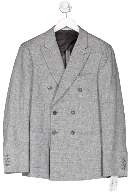 REISS Grey Tribe Double Breasted Blazer UK 38" CHEST