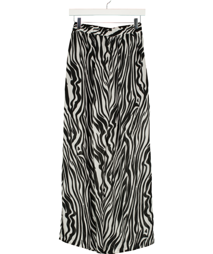 S-DEER Black Zebra Striped Straight Leg Pants UK S