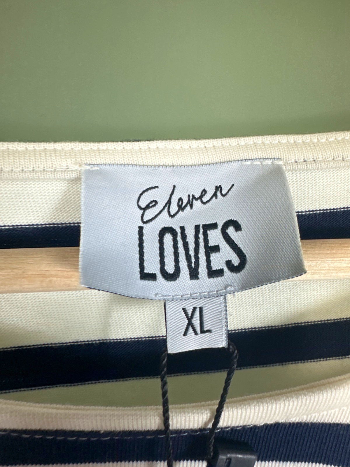 Eleven Loves Navy/White Striped Long-Sleeve Top UK XL