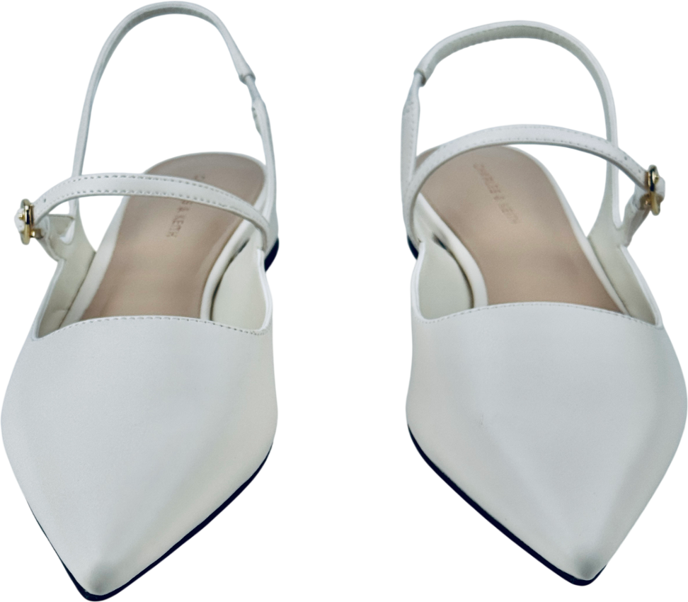 CHARLES & KEITH Roxane Slingback Mary Jane Flats - Chalk White UK 6 EU 39 👠