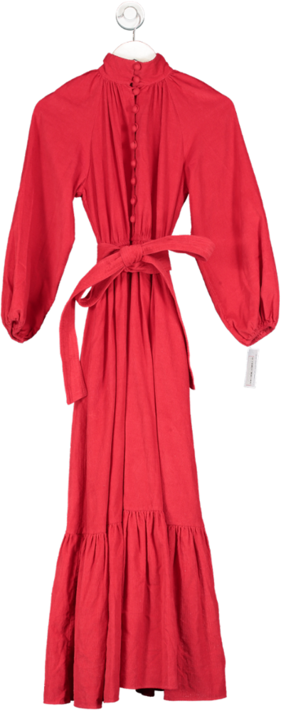Seraphina Red Chorduroy Ling Sleeve Maxi Dress UK 6