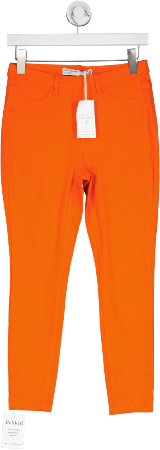 Next Orange Jersey Denim Cropped Leggings Petite UK 10