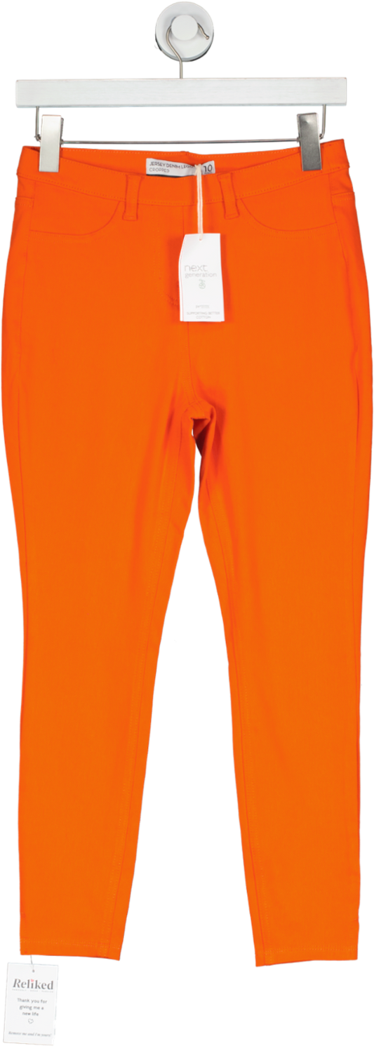 Next Orange Jersey Denim Cropped Leggings Petite UK 10