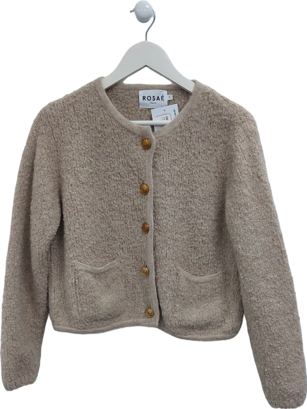 Rosaé Beige Bouclé Cardigan UK 10
