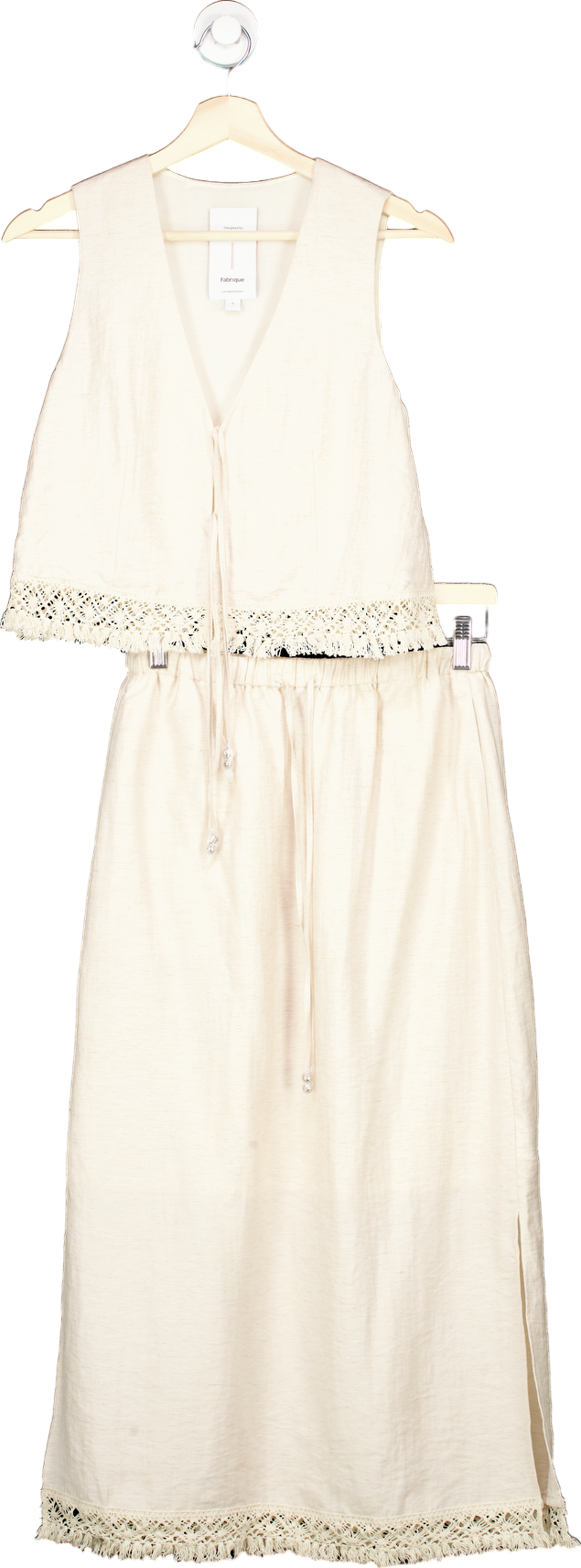 Fabrique Limited Edition Cream Two-Piece Sleeveless Lace Trim Dress UK S