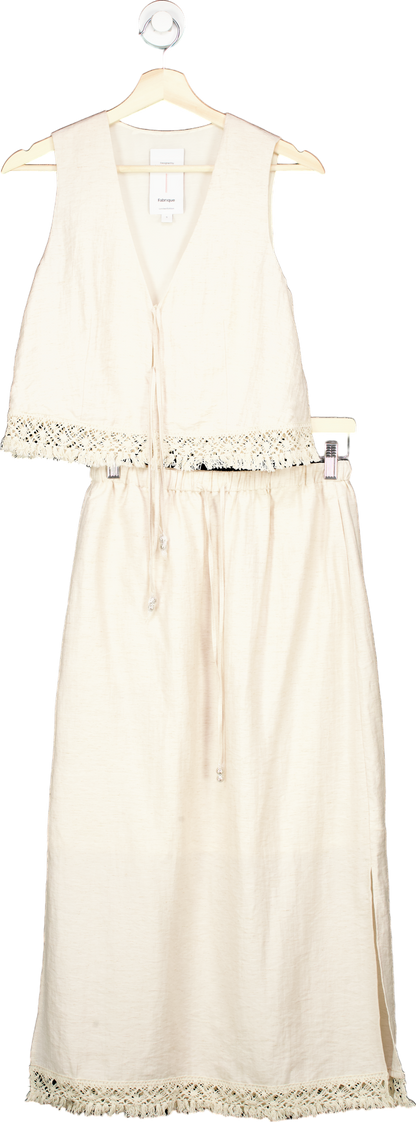 Fabrique Limited Edition Cream Two-Piece Sleeveless Lace Trim Dress UK S