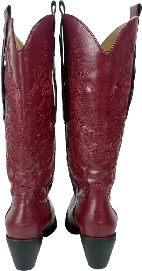 DIA STUDIOS Red Blair Burgundy Cowboy Boots UK 6 EU 39