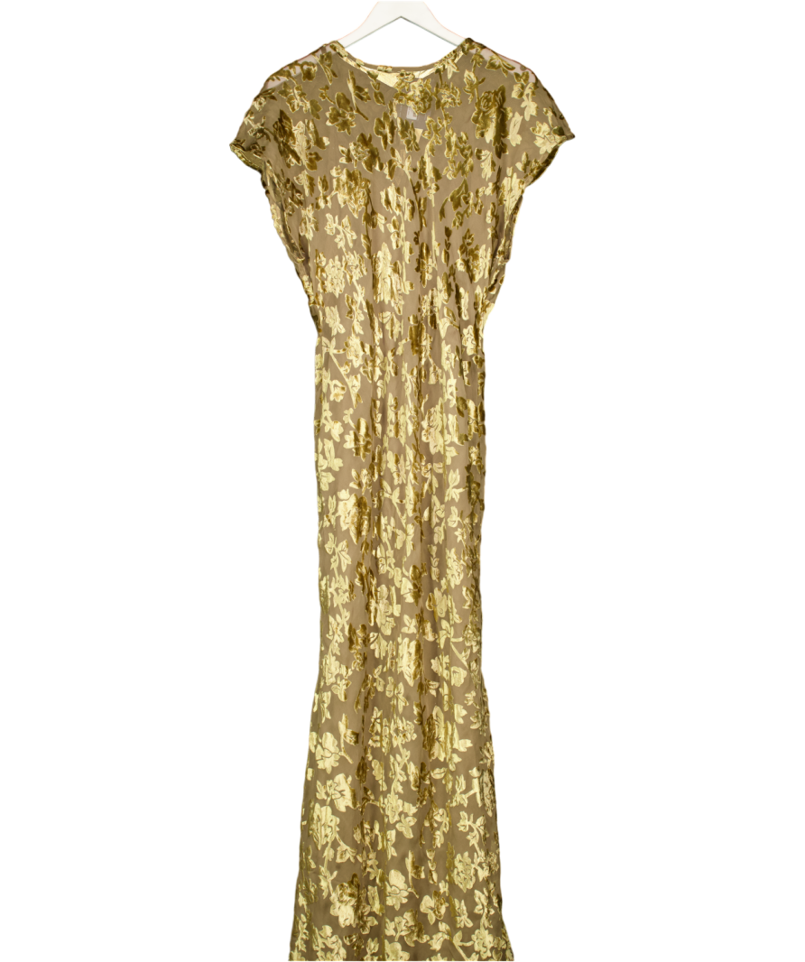 ASOS Design Curve Floral Maxi Dress With Burnout Velvet In Olive Green UK 18