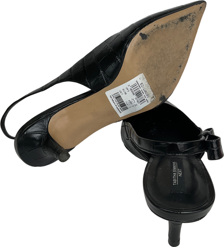 Tabitha Simmons X Next Black Croc Embossed Leather Dela Slingback Heels UK 5 EU 38 👠