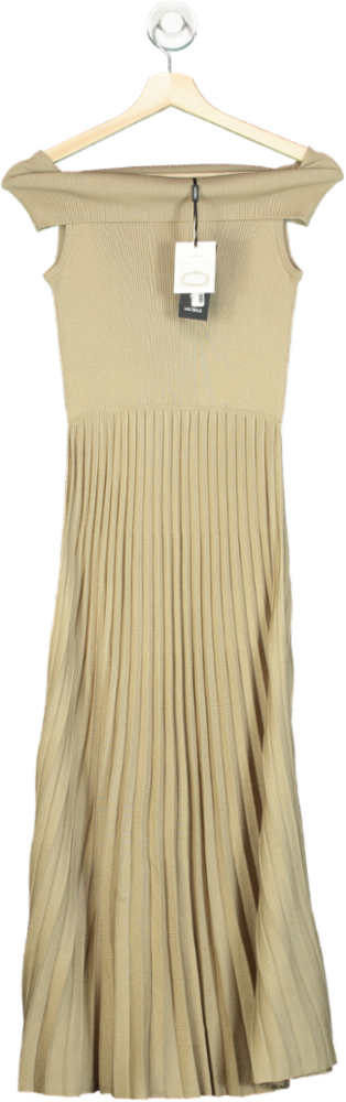 LilySilk Gold Pleated Dress UK XS