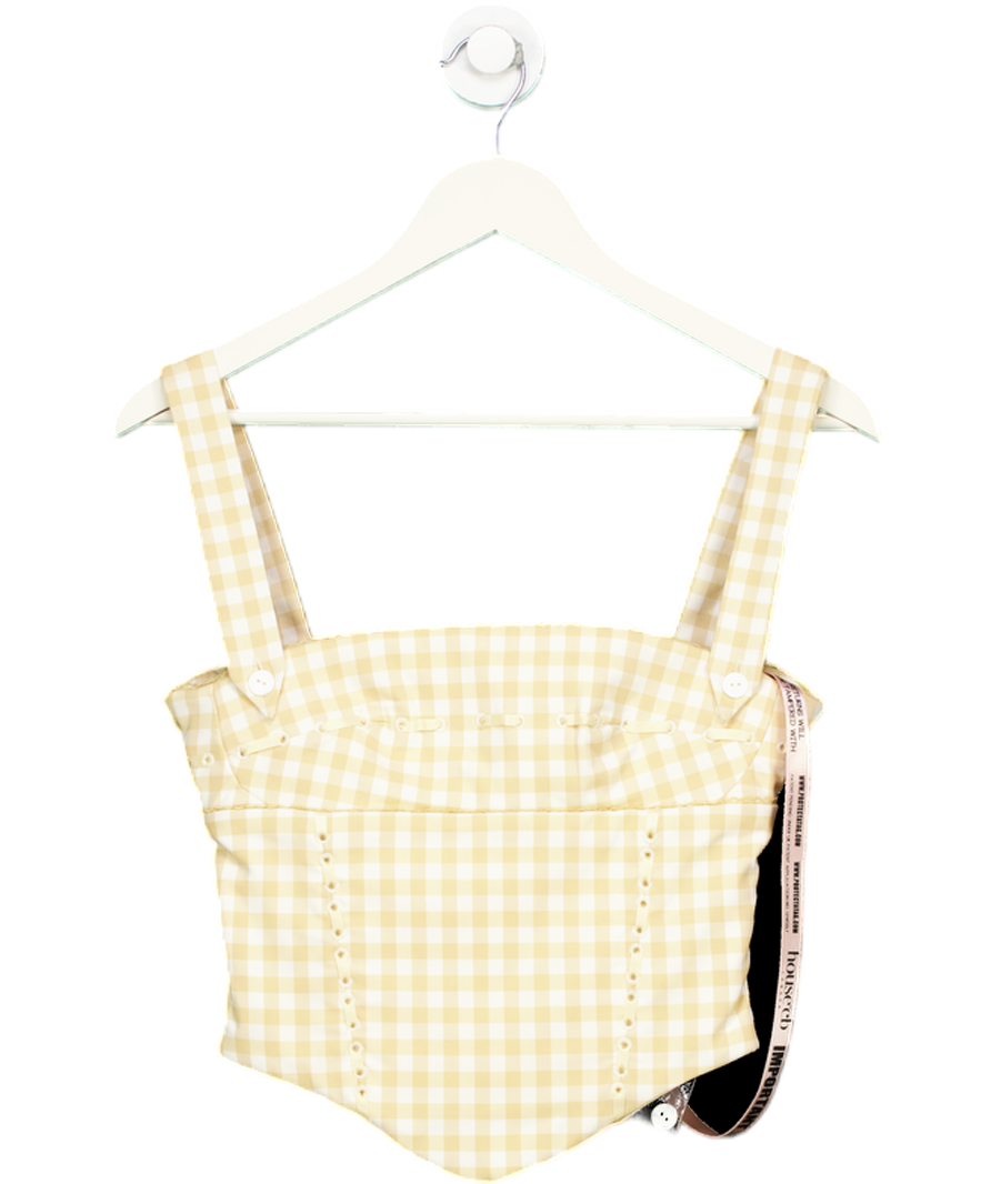 House of CB Beige Lottie Gingerbread Gingham Corset UK S