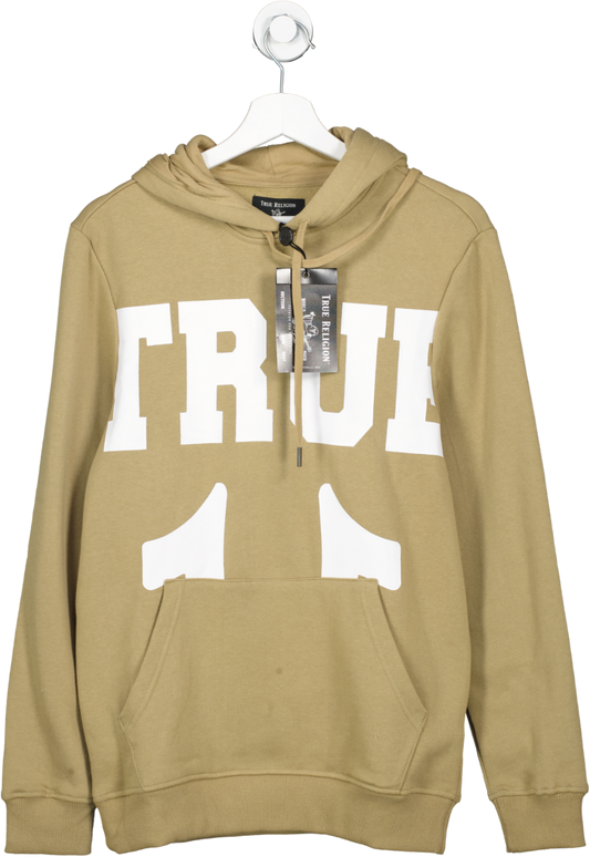 True Religion Beige Large Logo Hoodie UK XS