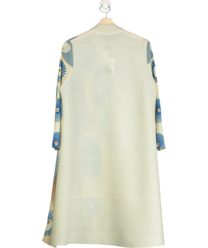 Y London Cream Ribbed Printed Button Down Dress UK S