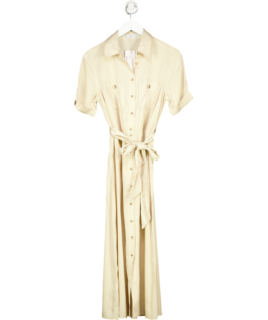 MANGO Cream Satin Shirt Dress UK 10