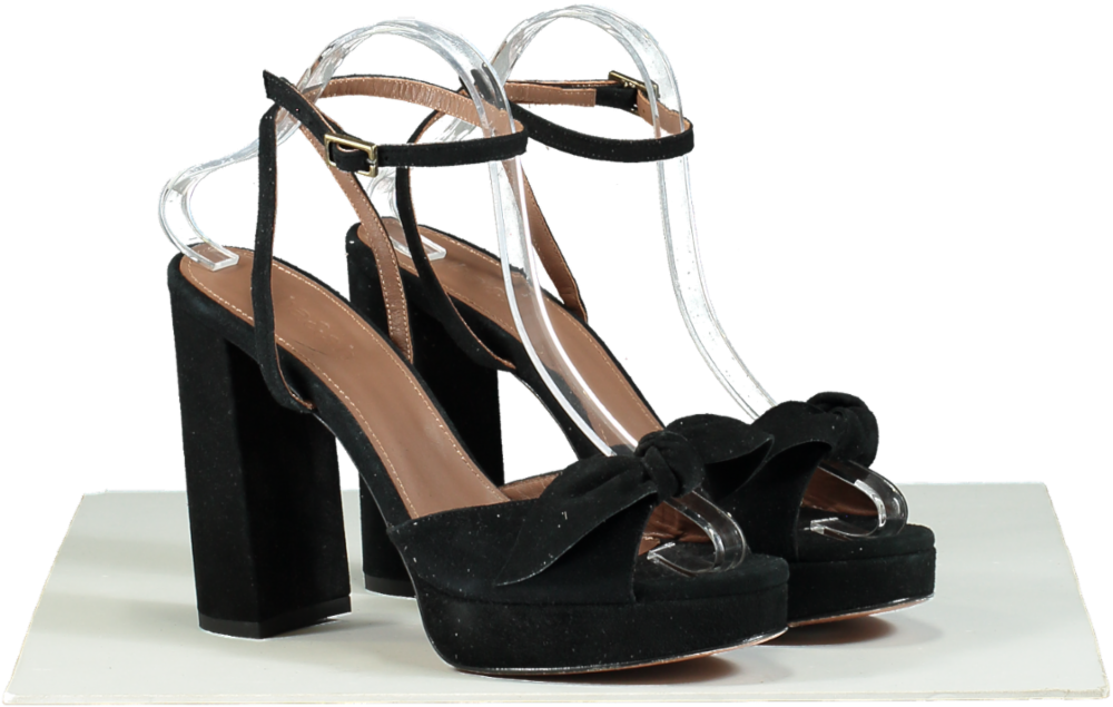 ba&sh Black Strappy Sandal Heels Size UK 6 EU 39