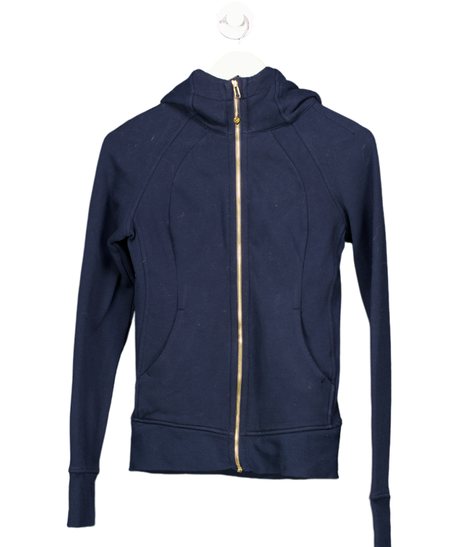 Lululemon Scuba Full-zip Hoodie - True Navy Blue / Gold UK 8