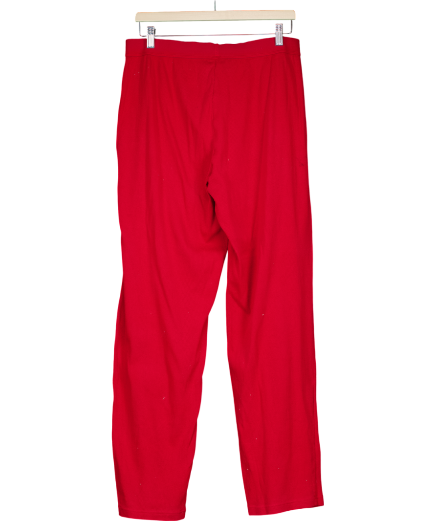 SKIMS Red Cranberry Ribbed Stretch Cotton Trousers UK L