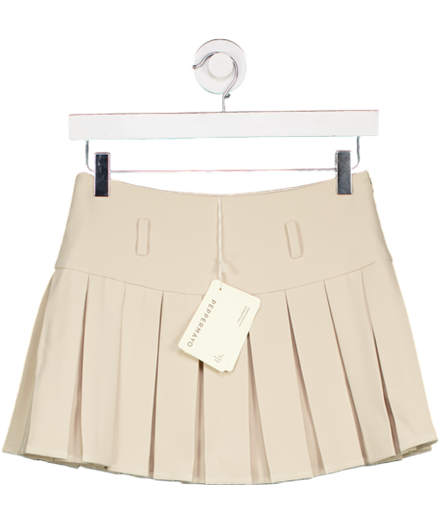 Peppermayo Beige Pleated Mini Skirt UK 6