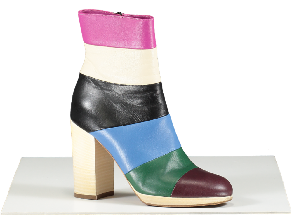 Valentino Multicoloured Striped Leather Ankle Boots UK 3 EU 36 👠