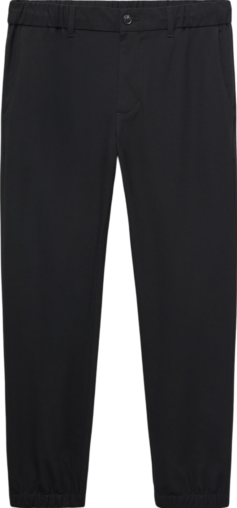 MANGO Black Slim-fit Jogger Trousers With Drawstring W34