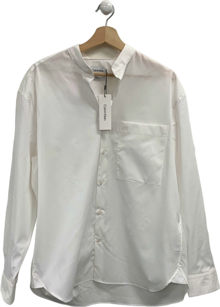 Calvin Klein White Poplin Stretch Stand Up Shirt M