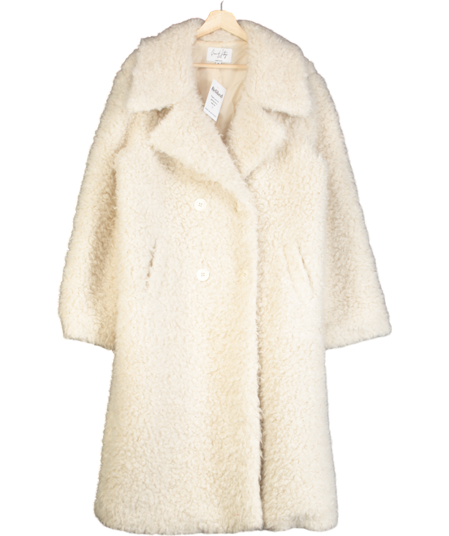 NA-KD White Faux Fur Coat UK 8