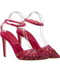 Tamara Mellon Red /pink Crystal-embellished Velvet Heels UK 5 EU 38