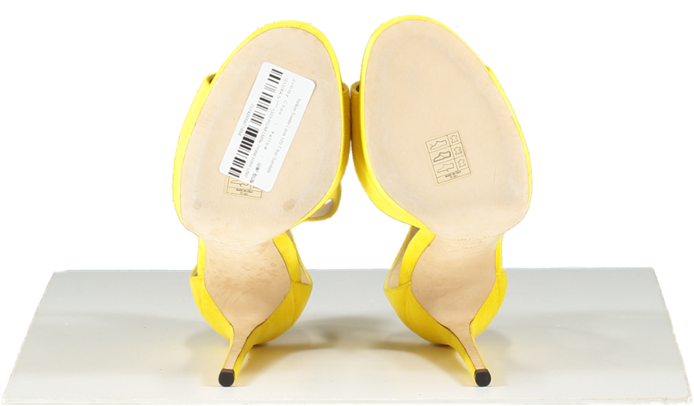 Jimmy Choo Yellow Suede Lana 120 T-bar Sandals UK 6.5 EU 39.5 👠