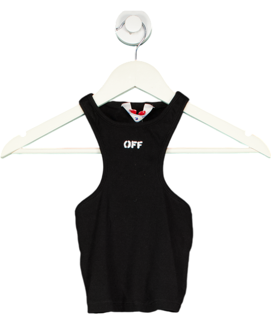 Off White Black Logo Embroidered Rowing Crop Top UK 12