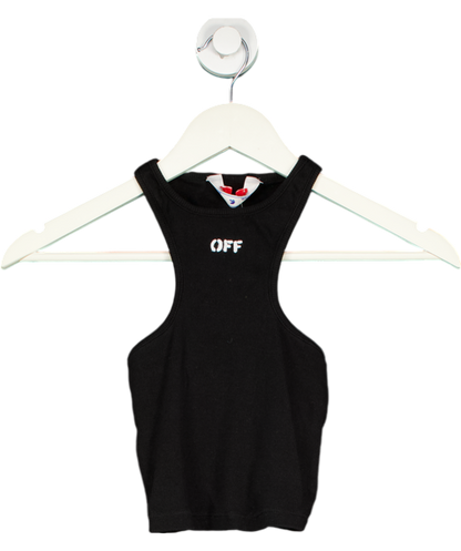 Off White Black Logo Embroidered Rowing Crop Top UK 12