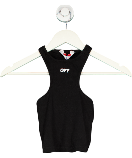 Off White Black Logo Embroidered Rowing Crop Top UK 12