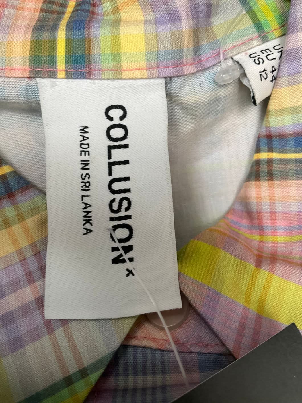 Collusion Multicoloured Cropped Checked Shirt UK 10