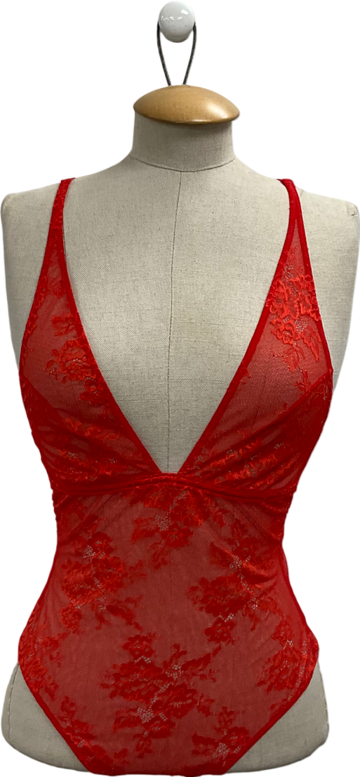 Understatement Red Floral Lace Bodysuit UK M