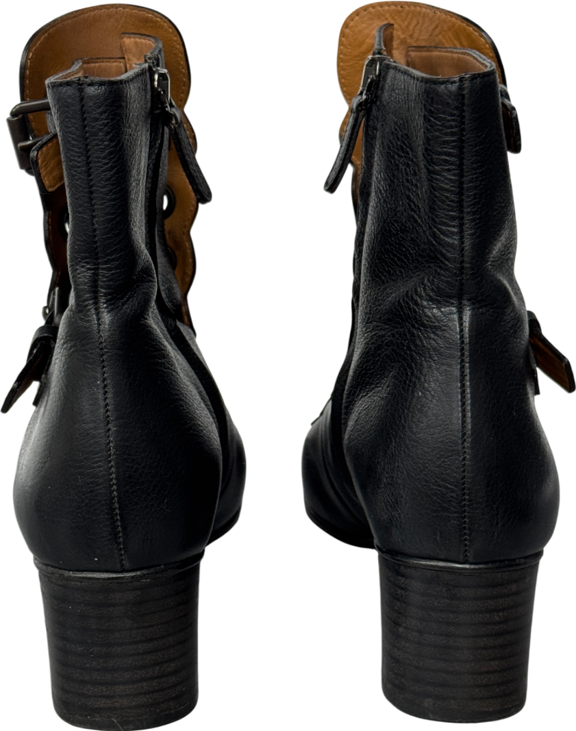 Chloé Black Leather Orson Scallop Detail Ankle Boots UK 6.5 EU 39.5 👠