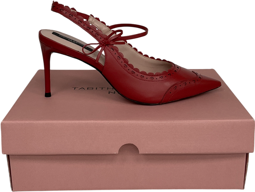 Tabitha Simmons X Next red Josephine Leather Point Toe Bow Brogue Detail Slingback Shoes UK 5.5 EU 38.5 👠