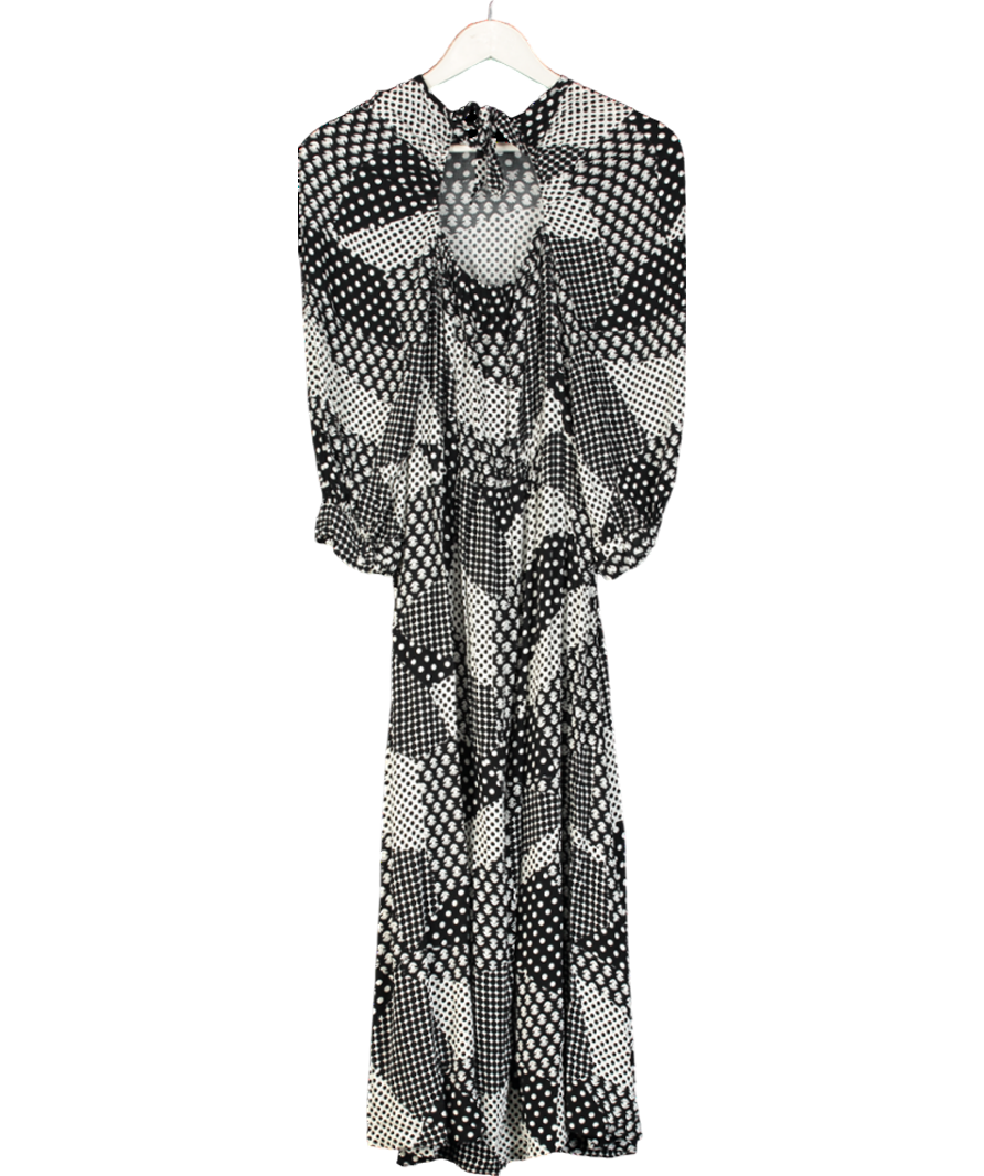 Oliver Bonas Black Viscose Monochrome Dress UK 10