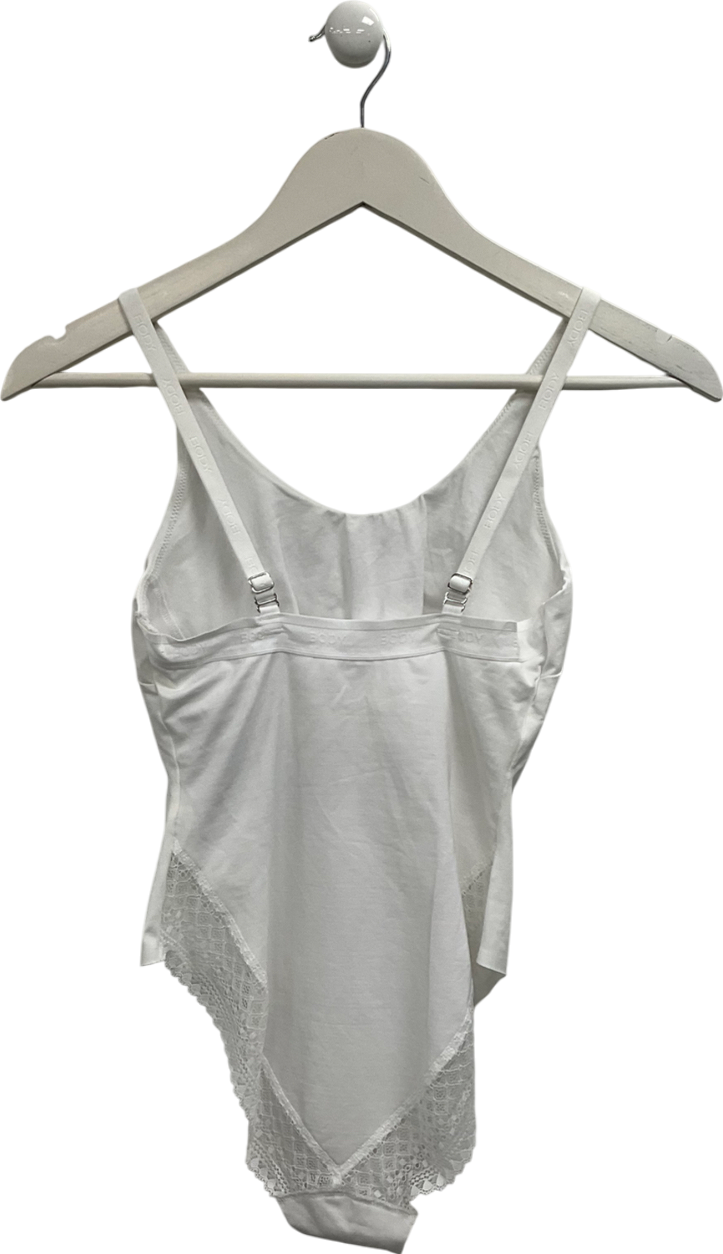 M&S White Lace Trimmed Bodysuit UK 8