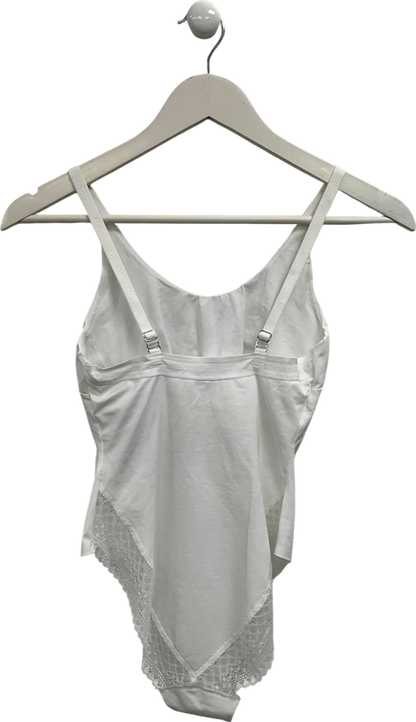 M&S White Lace Trimmed Bodysuit UK 8