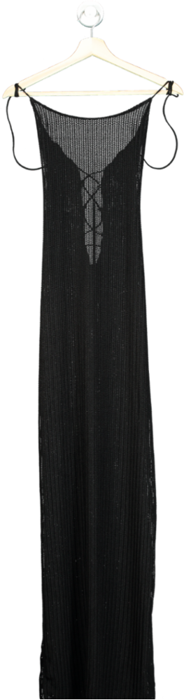 White Fox Black Ribbed Maxi Dress UK M