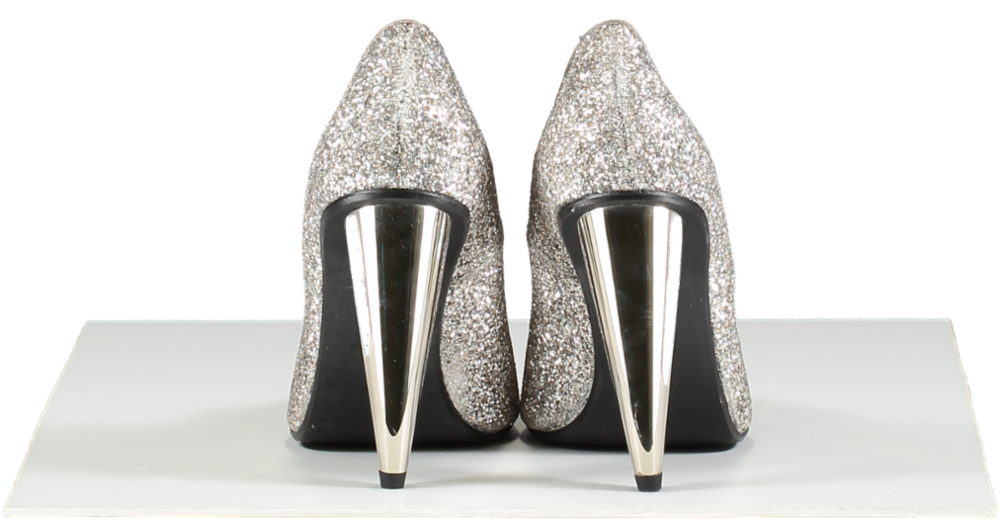 Russell & Bromley Metallic Glitter Silver Heels UK 5 EU 38 👠