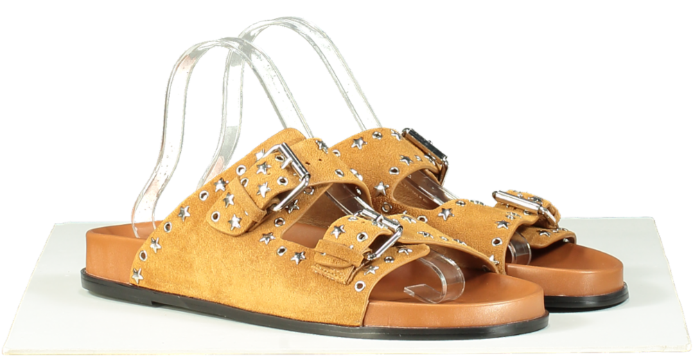 BiBi LOU Tan Studded Sandals UK 7 EU 40