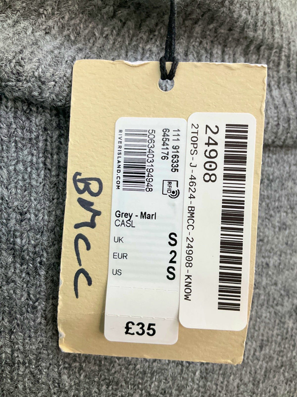 River Island Grey Marl Relaxed Jumper UK S