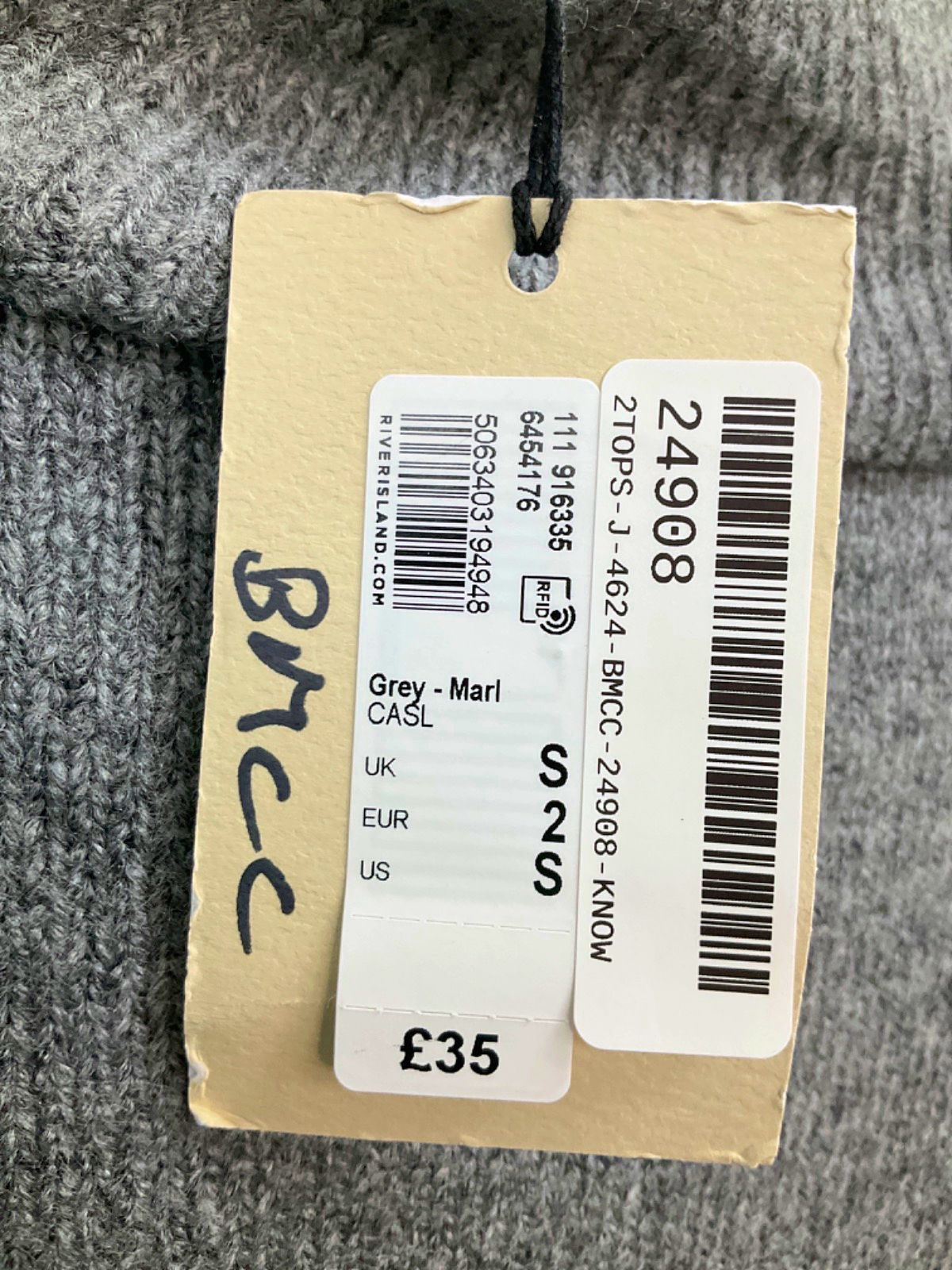 River Island Grey Marl Relaxed Jumper UK S