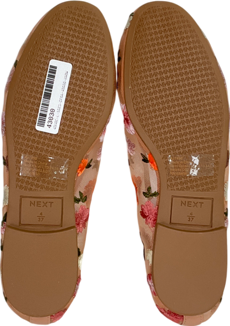 Next Blush Nude Forever Comfort  Embroidered Mesh Ballerinas UK 4 EU 37 👠